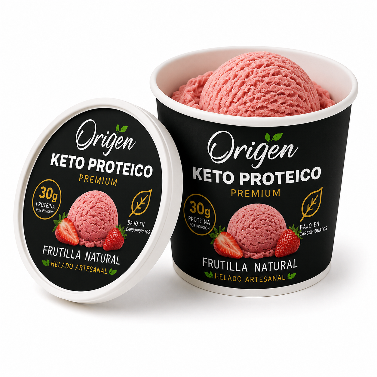 Helado Frutilla Natural Proteico Premium - 500ml